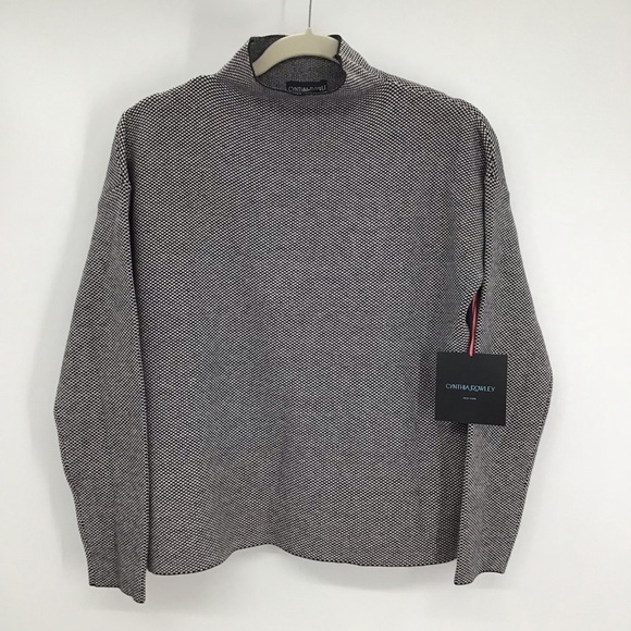 Cynthia Rowley Pullover Mock Neck Sweater Black/White Career NWT Size Medium - Picture 1 of 6